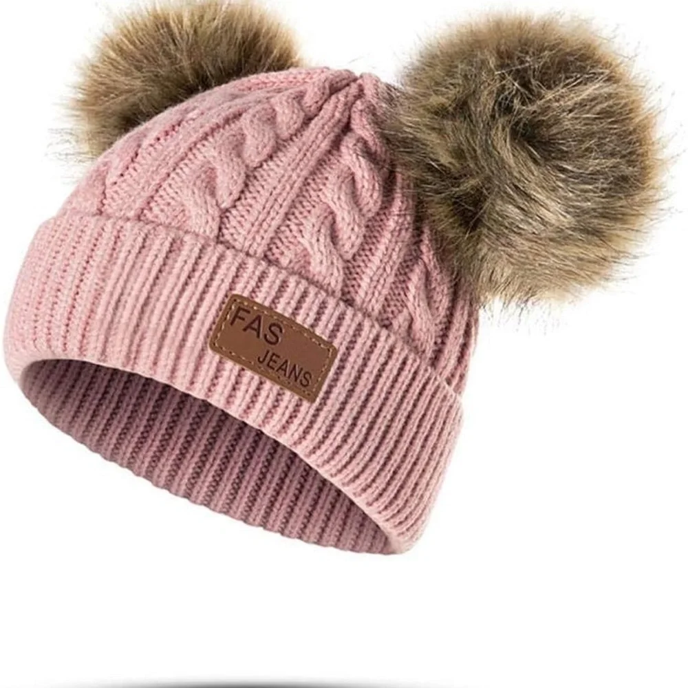FAS JEANS Pink Cute Comfortable Keep Warm Pom-Pom Hat